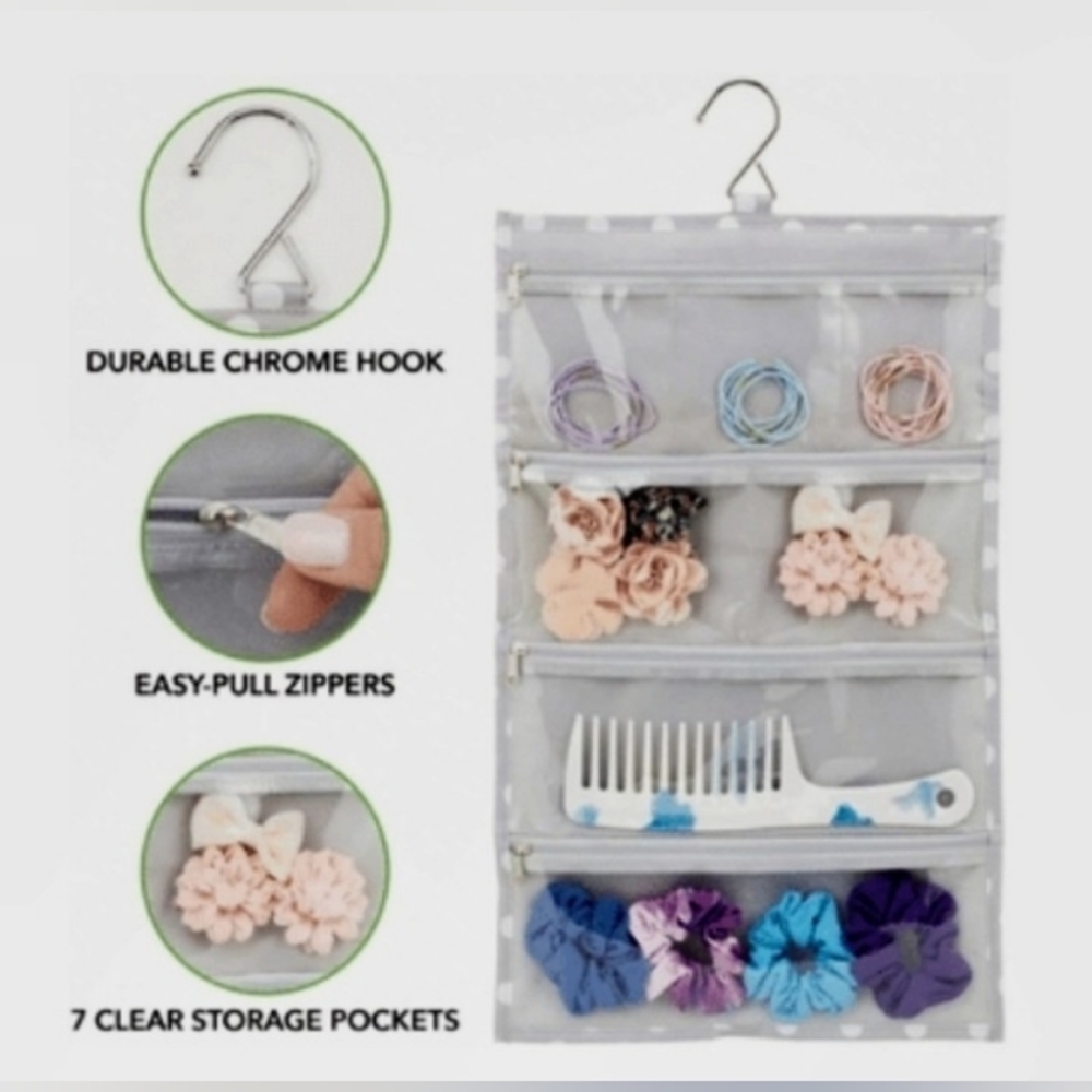 Polka Dot Hanging Organizer with Chrome Hook